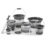 Liza Plastic Bucket, Tub & Mug Bathroom Set 9 pcs, Heavy Duty, Large Capacity (Grey)