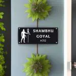 URBANITE CREATION Divine Lord Shiva Acrylic Name plate: Matte Black Base with White Embossed 3D Letters|Acrylic Customised/Personalized