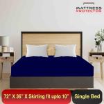 Mattress Protector Terry cotton Ultra soft Breathable Waterproof Single Bed Mattress protector Cover with Elastic 72 X 36 Inch (Single Bed) - Dark Blue