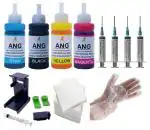 ANG Refill Ink Use for HP Deskjet 2677 All in One Ink Advanatage Wireless Printer 4 Refill Ink Bottle_with 5 Syringe & 1 nos Suction Tool Kit Set 2 Set Hand Glove