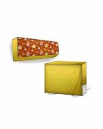The Furnishing Tree 1.5 Ton Bluestar VLTU Yellow Floral PVC Split AC Cover Set (25.4 x 99.1 cm)