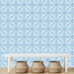 Asian Paints Sky Blue Ornate Damaskan Motifs Ezycr8 P&S - 3 x 0.45 x 3 Meters