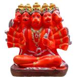 Atut Red Polyvinyl Chloride Eco Friendly Panchmukhi Hanuman Idol, 25 Cm