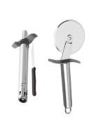 First Front Stainless Steel Regular Gas Lighter | Knife With Stainless Steel SS Pizza Cutter and Multicolour, Pack of 2