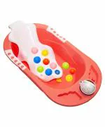 Mee Mee Baby Bath Tub For Toddlers Of 0-2 Years | Secure and Space-Saving Bathtub for Babies | Anti Slip Baby Plastic Bath Chair With Floating Balls And Bathing Mug | Drain Plug | Baby Bath Seat, Sling, and Stable Non-Suction Base (Pink)