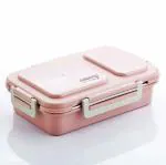 MAGIC PLUS Steel Lunch Box for Girls - Tiffin Box for School with PUF Insulation, Stainless Steel Keeps Food Warm, Spill Proof, BPA Free, 2 Compartments Perfect for Snacks and Meals (700ml, Pink)