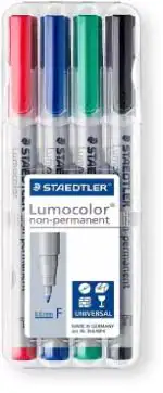 Staedtler Lumocolor Non-Permanent Fine Line 0.6mm Width Markers Set Of 4 Pens, Multicolour Ink