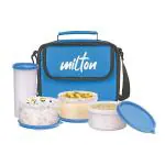 MILTON New Meal Combi Lunch Box, 3 Containers, 280 ml Each and 1 Tumbler, 400 ml, Cyan | Food Grade | Light Weight | Dishwasher Safe | Microwave Safe | Easy to Carry | Leak Proof | BPA Free