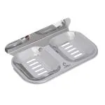 CUROVIT Stainless Steel Rondo Double Soap Dish/Soap Holder for Bathroom/Bathroom Soap Stand Wall Mount in Chrome Finish for Wash Area/Kitchen & Bathroom Fittings.