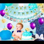 SV Traders 1st Birthday Decoration For Boy/Blue Theme-Blue Bunting Banner