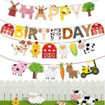 Festiko Farm Animals Birthday Party Decorations Farm Animals Happy Birthday Banner With Barnyard Bunting Garland For Kids Boys Girls Farm Theme Party Decorations Supplies