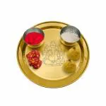 Shri & Sam Ganesh Chaturthi Special Gold Stainless Steel Pooja Thali Set 3 pcs