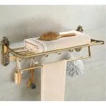 Plantex Antique Aluminum Folding Towel Rack or Foldable Towel Hanger Stand for Bathroom (24 Inches)
