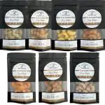 Premium Roasted Cashew Combo of 7 Flavors: Six 30g Packs - Peri Peri, Butter Cheese, Pudina, BBQ, Mango Achari, Honey Rose & Kesar by The Berry People - Finest Berries for Finest People