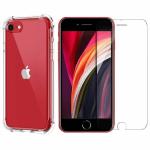 Kite Digital iPhone Se (2020) Transparent Bumper Shock Proof Corner Soft TPU Silicone Flexible Back Case Cover + Transparent Tempered Glass Screen Protector