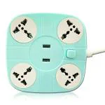 Pick Ur Needs 10A 4 -Way Extension Board / Cord With 2 USB Socket 4 Socket Extension Boards (Green, 2 m, With USB Port)
