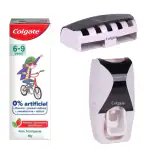 Colgate Kids Toothpaste with 0% Artificial Preservatives, Colours, Sweeteners for Whitening (6-9 Years, Natural Strawberry Mint Flavour - 80g Tube)+ Free wall mount automatic toothpaste dispenser (2 Items in the set)