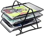 VAGHASIYA ENTERPRISE 3 Mesh Metal Desk Organizer File Rack Letter Tray A4 Papers Documents Holder for Office 3 Tier Tray Files/Papers/Letters/Folders Desk File Tray Organizer File Organizer, Mail Organizer, Letter Tray for Office Supplies, Office Desks