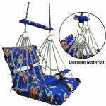 MAAHIL Baby Swing Jhula for Kids Children Foldable, Portable Swing for 0-3 Years Babies with Safety Belt Jhula for Kids Reliance Fiber Material Hanging Indoor Outdoor Swing. (Blue Classic)