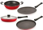 Nirlon 4 pcs of Non-stick Chemical Free Kitchen Cookware Essential Set