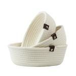 Gratify White Jute Natural Handshelf Storage Basket, Small, Medium, Large (Pack Of 3)