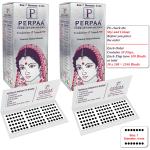 PERPAA Kumkum Black Round Bindi Book for Ladies Forehead Pack of 2-15 Flaps Each Box (Stick On) (07, Diamtere 4mm)
