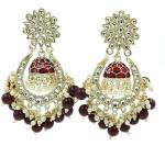 Gyaan Jewels Handmade Gold Plated Jhumki Earring Maroon (Women and Girls)