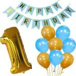 FANEX Baby Birthday Decoration Banner, Number and Balloon Set (Pack of 22)