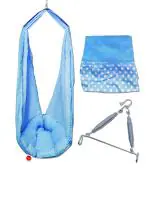 VParents Toddler Baby Swing Cradle with Mosquito Net and Spring (Blue)