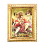 Hawai Gold Plated Sanjeevani Parvat Dhari Hanuman Ji Religious Photo Frame for Worship Use cm SFDI135GLDFRM