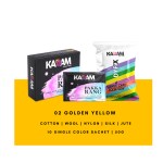 Kadam Fabric Dye Colour, Shade No 02 Golden Yellow 50g Pack of 10 Single Color Pouches ,Includes Color Fixer ,Kadam Pakka Rang