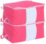 Kuber Industries Pink Non Woven Big Underbed Storage Bag Storage Organiser ( 2)