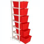 Tedemel Studio 6 Xl(Extra large), Modular Drawer, Virgin Plastic for Home, Office, Parlor, School, Doctor, Home and Kids, Product Dimension when assembeled (30cmx36cmx118 cm), Colour: Red