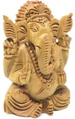 Al-Khiraat Brown Wood Sandalwood Ganesha Decorative Showpiece, 5 Cm