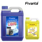 Fivanta Top & Front Load Liquid Detergent 1L with Dishwash Gel 1L (Lemon 1L + Top & Front Detergent Liquid 1L)