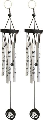 Ryme Multicolor Silver Om Wind Chimes For Home Positive Energy With Good Sound, 20 Inch (Pack Of 2)