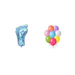 Hankley Multicolor Rubber Boy Themed Decoration Set - Balloons And Baby Feet Foil Balloon Combo For Baby Shower Party, Maternity Photoshoot 2 Pc