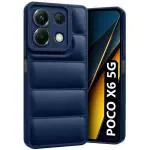 Fashionury Back Cover for Poco X6 5G | Matte Soft Case | Compatible for Poco X6 5G Back Cover | Liquid Silicon Puff Case for Poco X6 5G with Camera Protection | (Blue)