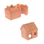 Terracotta Journey Natural Earthen Organic Clay Combo Of Handmade Miniature House And Small Decorative Chulha Eco Friendly Toy For Kids