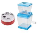 BLUE WONDER Vegetables Plastic Onion Chopper With Plastic Ash Tray Base Stainless Steel Tabletop Decor Closed Printing Unbreakable Ashtray and (Multicolour, Pack of 2)