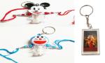 Kavim Kids RA 22383 Plastic (PVC) Rakhi, Key Ring Set (Doremon and Mickey Kids Light rakhi with one Narsigh Bhagwan Key Chain)