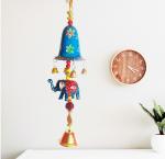 PALPAL Blue Paper Mache Bell Full Door Hanging Jhumar For Home
