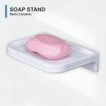 SOCXR Premium Ceramic Large-Square Soap Dish Holder, Soap Stand | No Sharp Edges, Anti-Bacterial, Hard Water Marks Resistant, Rust Free
