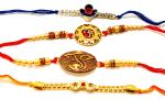 Kavim Kids RA 22340 Gold Finish Rakhi Set (Four Designer Gold Plated Metal Rakhi)