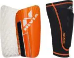 Nivia Dominator Football Shin Guards with Sleeves, Large (Black/Orange)
