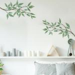 Indian Royals Small Fresh Green Plant Leaf Decorative Wall Sticker (30CM X 90CM)