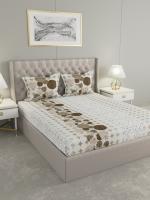 Raymond Home White Geometric Cotton Queen Double Bedsheet With 2 Pillow Covers (229 cm X 254 cm)