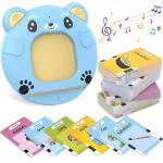 PATPAT Talking Flash Cards Learning Toys, English Words Learning Machine for Kids, Blue Bear Reading Machine with 112 Sheet Flash Cards Gifts for Preschool Kids Boys Girls Toddlers Age 3 4 5 6 7 8