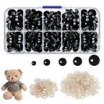 ZIBUYU 142Pcs Safety Eyes With Washers For Doll, Colorful Plastic Stuffed Crochet Eyes For Diy Doll Making Crafts/Crochet/Stuffed Animals, Black