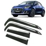 Kingsway Car Wind Deflectors Rain Guard Window Visor for Maruti Suzuki Swift Dzire 2020, 2021, 2022, 2023, 2024, 2025 Model, Car Chrome Lining Door Visor Heavy Online India, Car Sun Shades